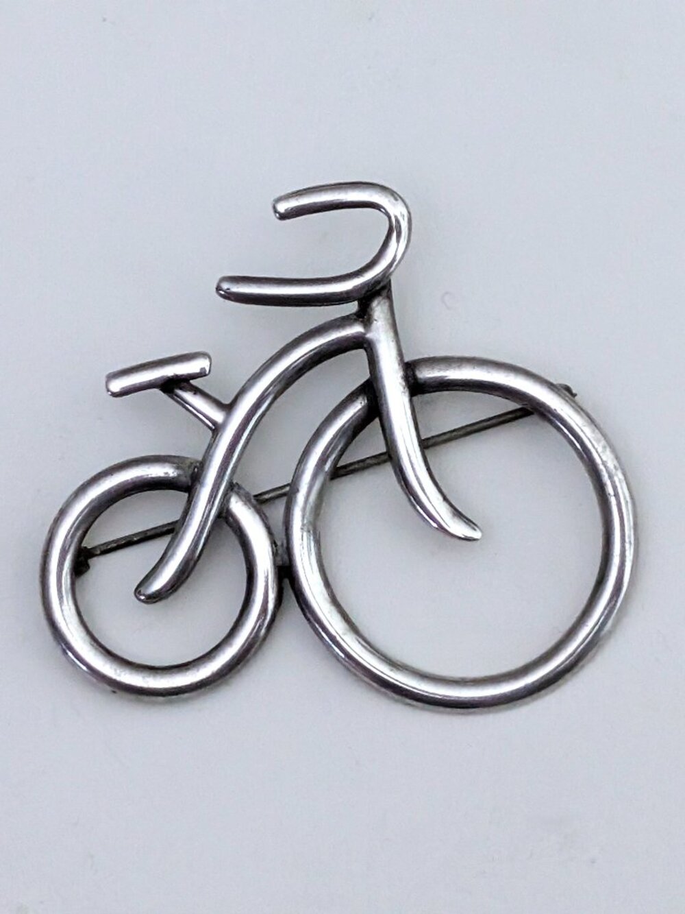 Vintage Solid Sterling Silver Bicycle Bike Brooch Pin